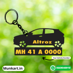 Altroz Car Shape Customize Number Keychain