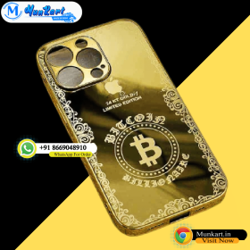 Bitcoin Design Premium Golden Glass Mobile Cover