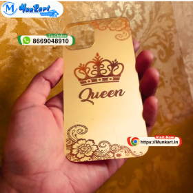 Queen With Crown Golden Glass Mobile Cover