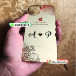 Apple Logo With Name Golden Glass Mobile Cover