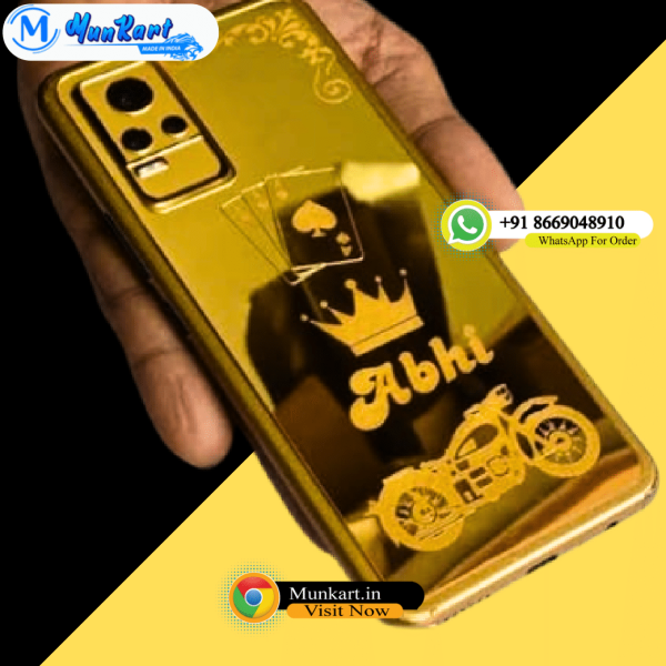 Royal Enfield Bike With Name Golden Glass Mobile Cover