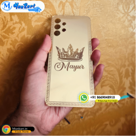 Full Border With King Crown and Name Golden Glass Mobile Cover