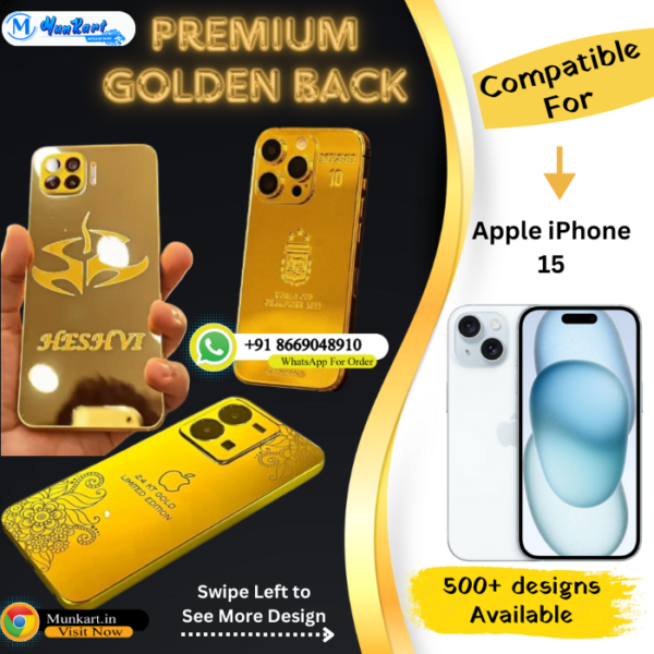 Apple iPhone 15 Luxury Golden Panel Mobile Cover