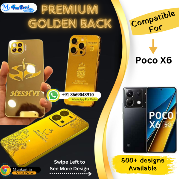 Poco X6 Luxury Golden Mobile Back Plate