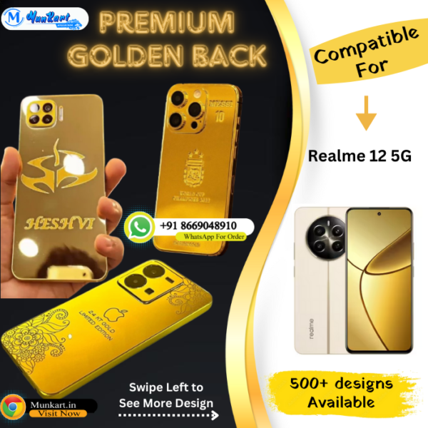 Realme 12 5G Luxury Golden Plate Cover