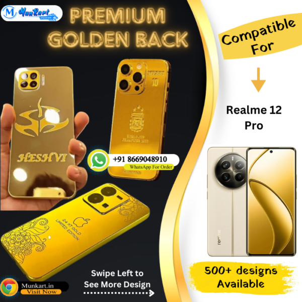 Realme 12 Pro Luxury Golden Plate Cover