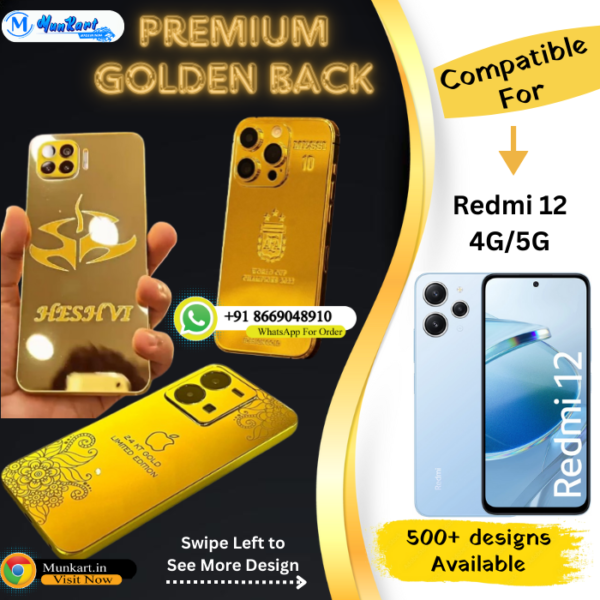 Redmi 12 Golden Panel Mobile Back Cover