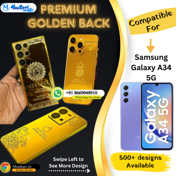 Samsung Galaxy A34 5G Luxury Golden Panel Mobile Cover