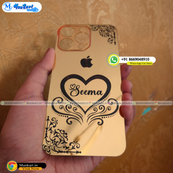 iPhone 15 Pro Max Luxury Golden Panel with Name