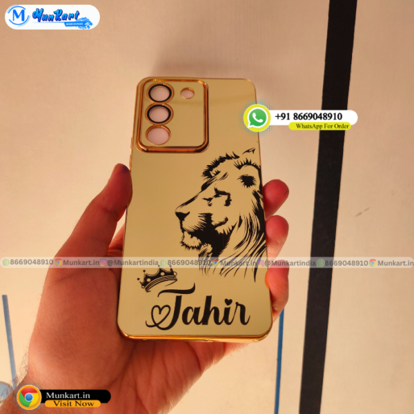 Lion Photo With Customize Name Golden Mobile Back Panel