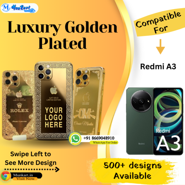 Redmi A3 Golden Mobile Panel Cover