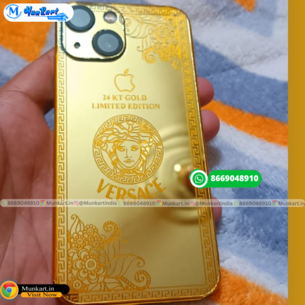 Versace Logo Premium Golden Mobile Cover For iPhone 14