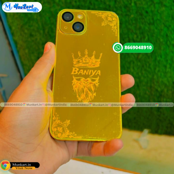 King Logo With Customize Name Golden Back Cover For iPhone 13