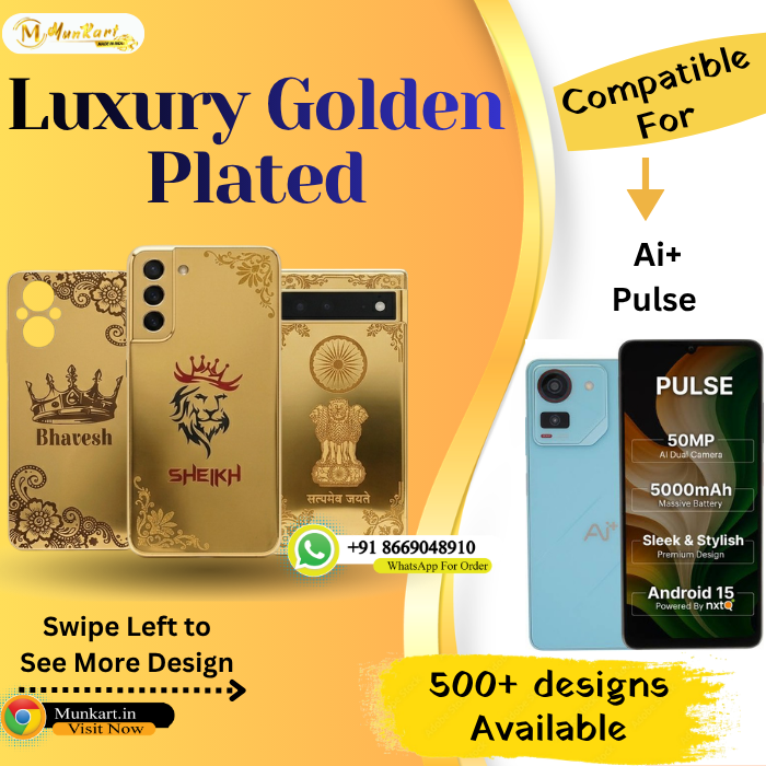 Ai Pulse Luxury Golden Back Glass Cover