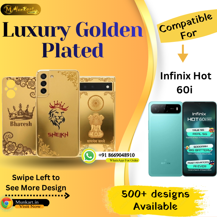 Infinix Hot 60i Designer Golden Mobile Back Panel
