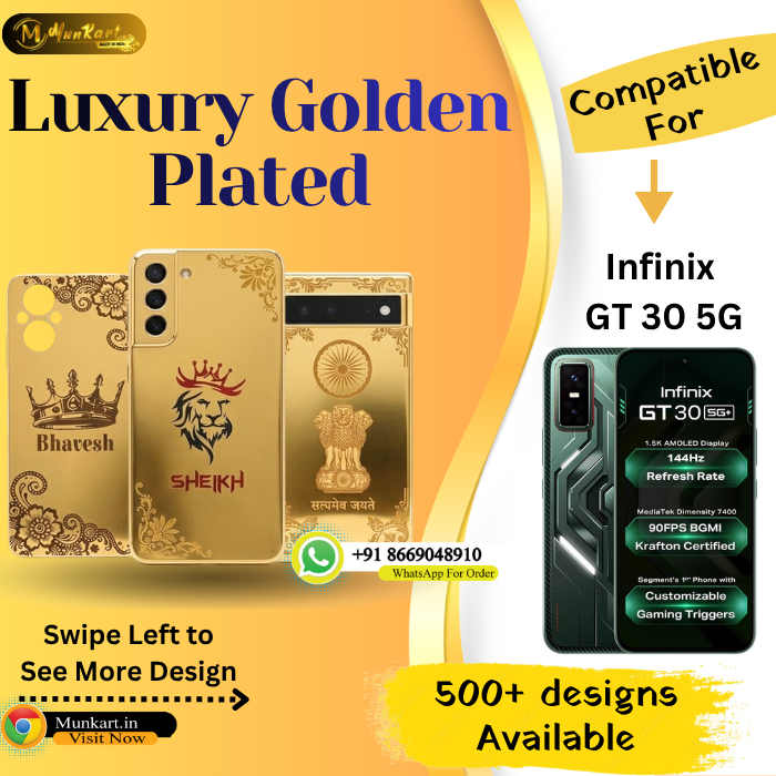 Infinix GT 30 5G Luxury Golden Back Glass Cover