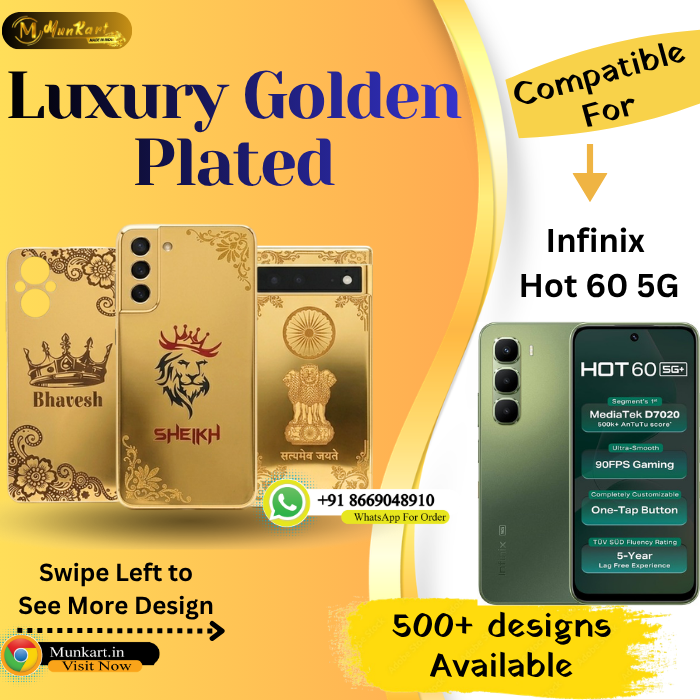 Infinix Hot 60 5G Premium Golden Mobile Back Panel