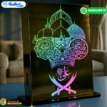Islamic LED Light Stand For Car Dashboard | Table Top Multicolor Glowing Stand