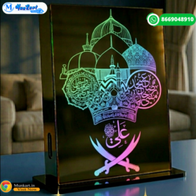 Islamic LED Light Stand For Car Dashboard | Table Top Multicolor Glowing Stand