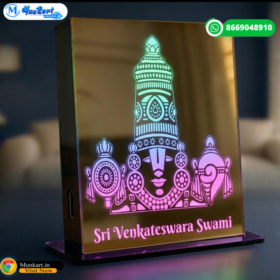 Sri Venkateshwar Swami LED Light Stand | Table Top Multicolor Glowing Stand