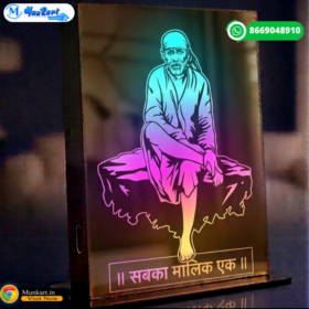 Sai Baba Photo LED Light Stand | Table Top Multicolor Glowing Stand
